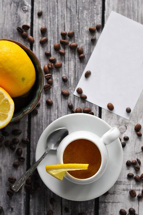  A shot of espresso with a twist of lemon makes this drink a refreshing and delightful experience.