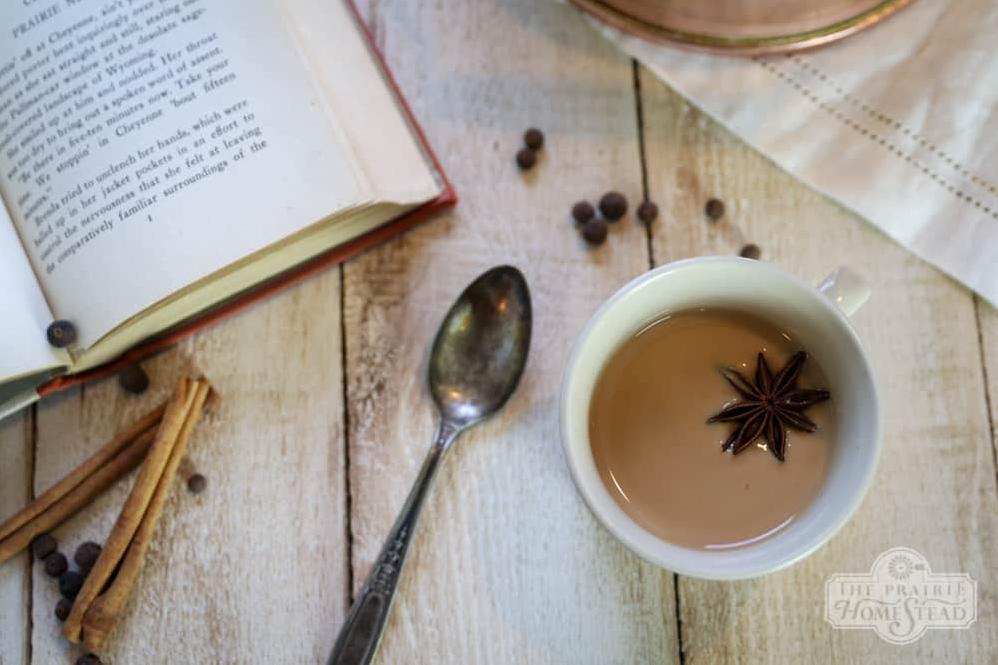  A warm cup of Lauren's Masala Chai Concentrate for a cozy evening.