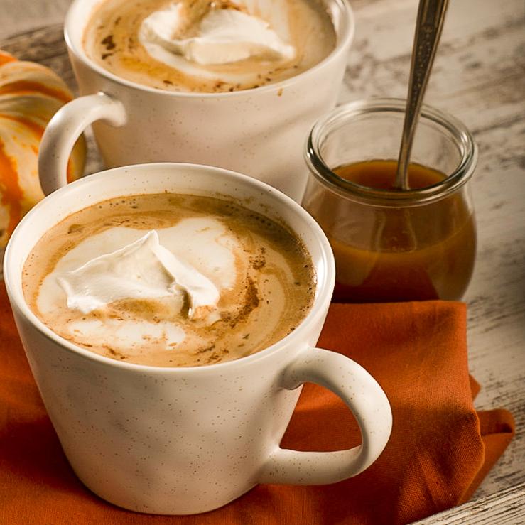  Indulge in a rich, creamy blend of espresso, milk, and pumpkin, topped with whipped cream and a sprinkle of cinnamon.