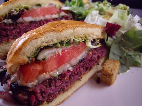  The perfect balance of spices and veggies, this burger is a force to be reckoned with.