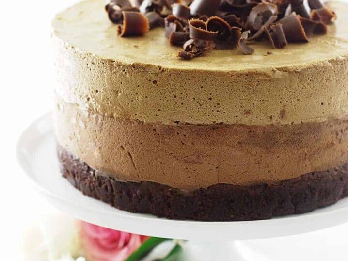  This cake is not just any cake, it's a chocolate coffee mousse cake!